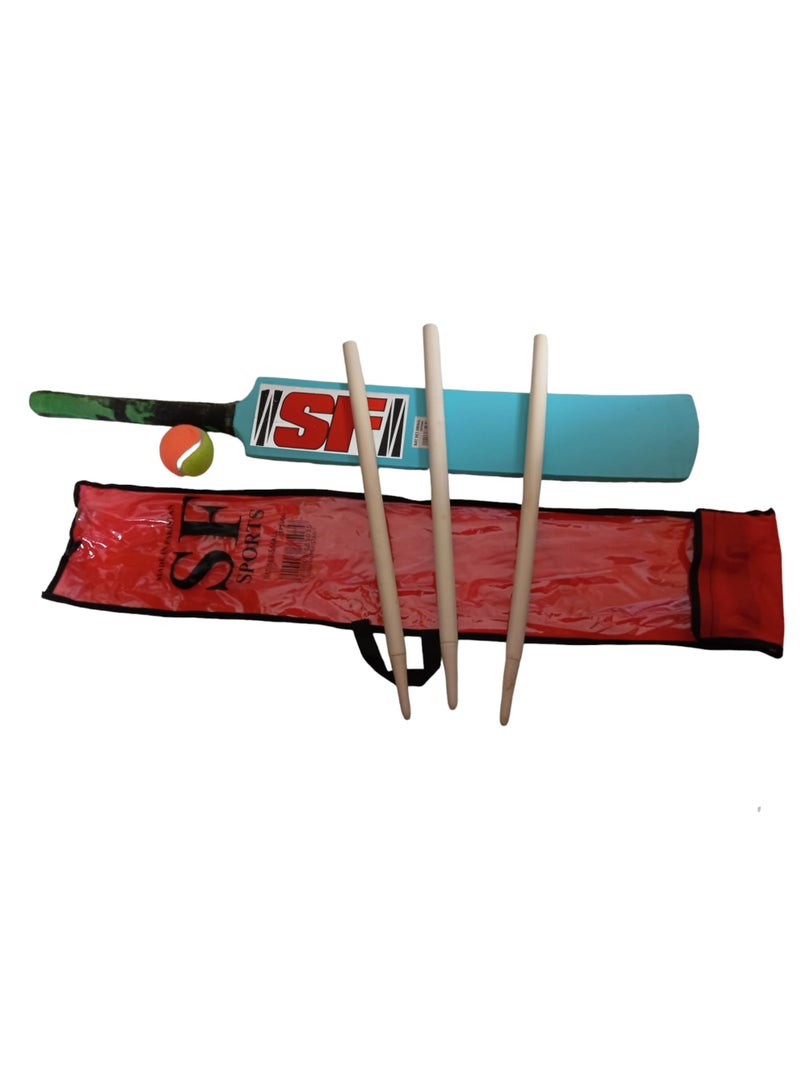 Kids Cricket Bat Set with Tennis Ball, Wickets, and Bat Cover Combo - Image 2