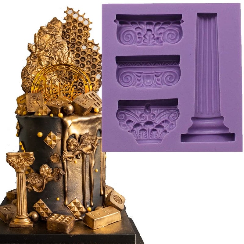 Anyana 3D Roman Column Greek marble Pillar mould cake Fondant gum paste mold for Sugar paste gumpaste cupcake decorating topper decoration sugarcraft sugar biscuit decor