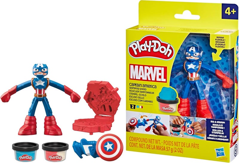 Play-Doh Marvel Captain America Stamping Shield with Bendy Action Figure - Image 1
