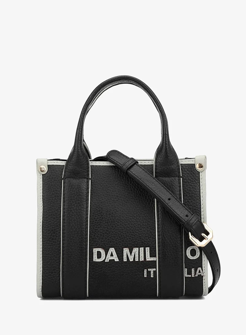 دا ميلانو حقيبة جلدية صغيرة سوداء