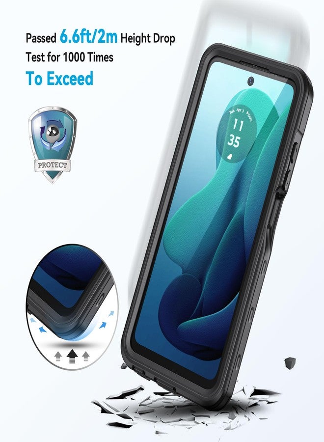 جراب Lanhiem لهاتف Motorola Moto G 5G 2024، جراب مقاوم للماء والغبار والصدمات بمعيار IP68 مع واقي شاشة مدمج، غطاء حماية كامل للجسم تحت الماء لهاتف Moto G 5G فقط، أسود - Image 5