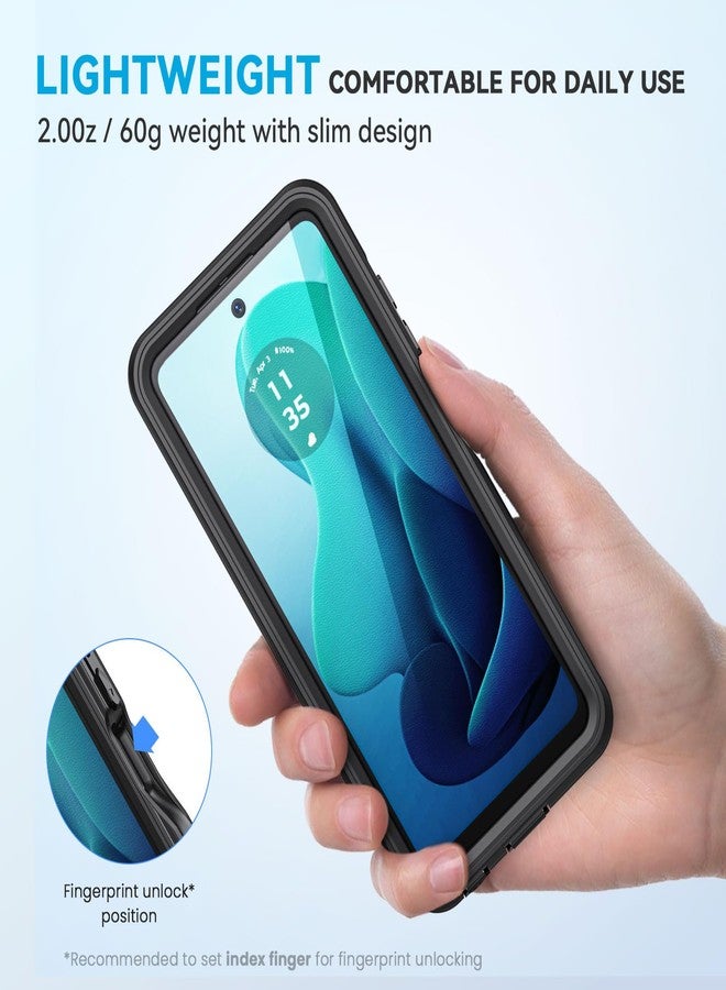 جراب Lanhiem لهاتف Motorola Moto G 5G 2024، جراب مقاوم للماء والغبار والصدمات بمعيار IP68 مع واقي شاشة مدمج، غطاء حماية كامل للجسم تحت الماء لهاتف Moto G 5G فقط، أسود - Image 4