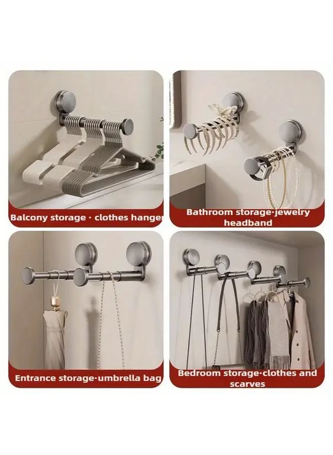 Heavy Duty Suction Cup Telescopic Drying Rod Dark Grey Adjustable Space Saving Rack - Image 5