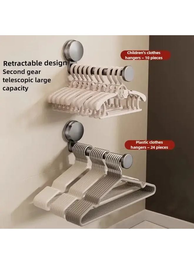 Heavy Duty Suction Cup Telescopic Drying Rod Dark Grey Adjustable Space Saving Rack - Image 2