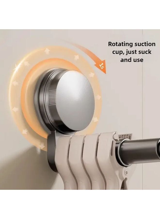 Heavy Duty Suction Cup Telescopic Drying Rod Dark Grey Adjustable Space Saving Rack - Image 4