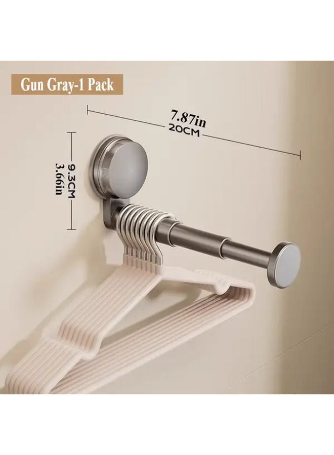 Heavy Duty Suction Cup Telescopic Drying Rod Dark Grey Adjustable Space Saving Rack - Image 1