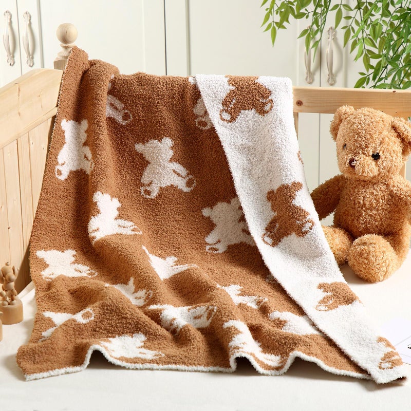 SmoothNovelty Brown Bear Blanket Fuzzythrow Blanket Cute Cozy Lightweight Throw for Bed Sofa Couch Chair Soft Home Decorations for Nursery Crib Girls 30 x 40 Inch - Image 2