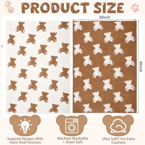 SmoothNovelty Brown Bear Blanket Fuzzythrow Blanket Cute Cozy Lightweight Throw for Bed Sofa Couch Chair Soft Home Decorations for Nursery Crib Girls 30 x 40 Inch - Image 3