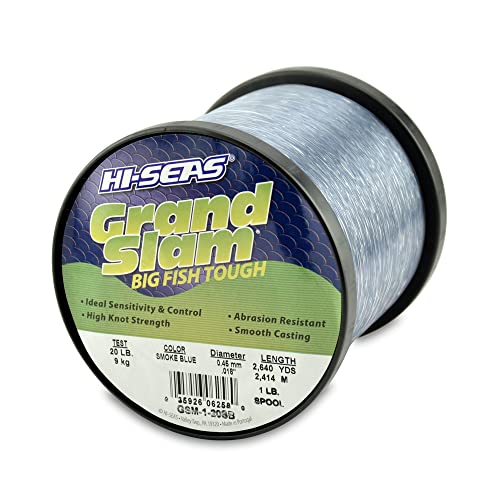 Hi-Seas Grand Slam Monofilament Line, 20 lb / 9.0 kg Test, .018 in / 0.45 mm Dia, Smoke Blue, 2640 yd / 2414 m - Image 1