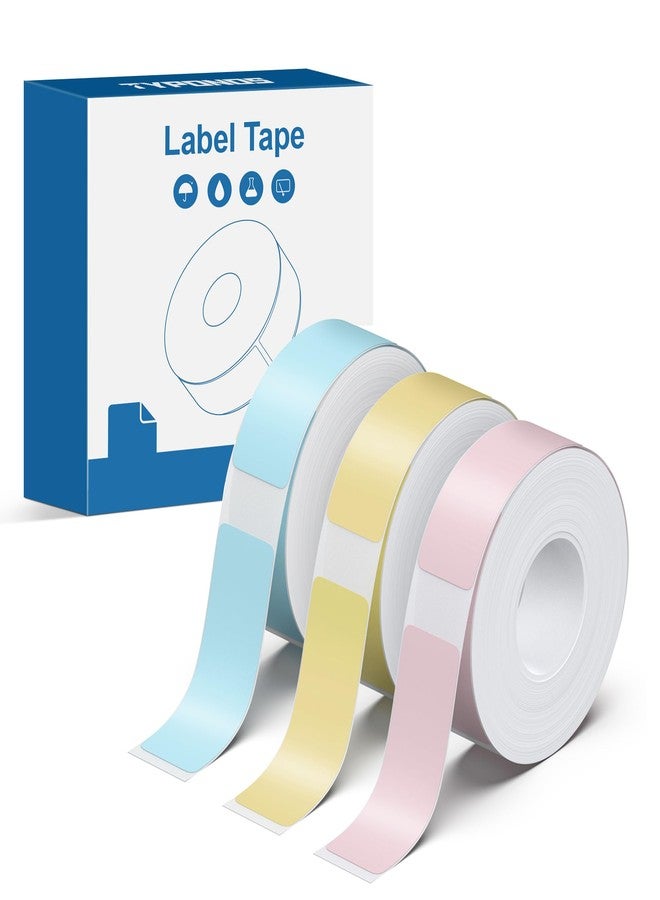 TYPONOS P21 Label Maker Tape 14x40mm(0.55"x1.57"), Adapted NELKO P21 Label Print Paper Standard Laminated 180 Labels/Roll, Label Tape Replacement for Office/Home/School, Yellow/Blue/Pink - Image 1