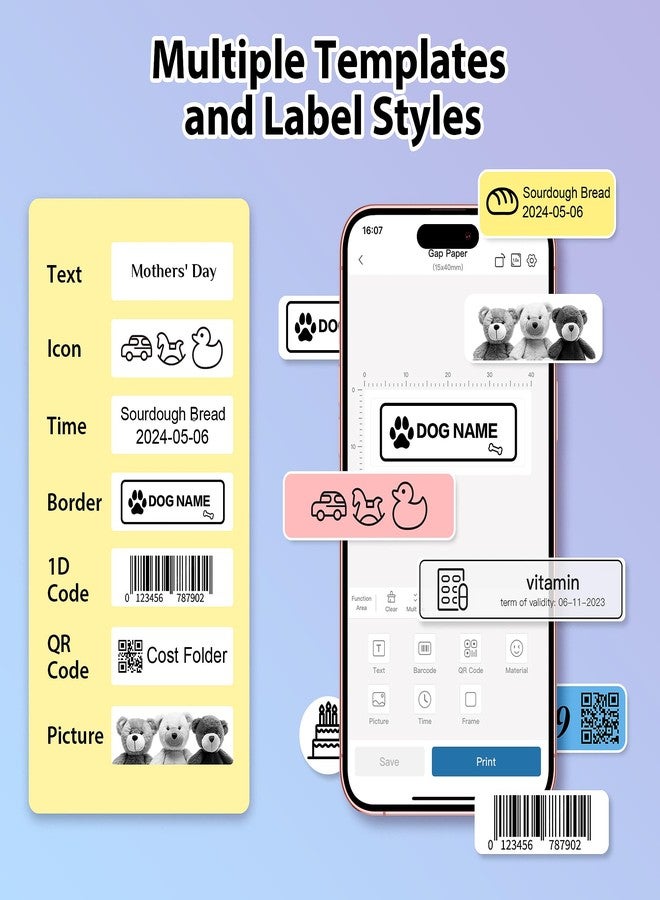 TYPONOS P21 Label Maker Tape 14x40mm(0.55"x1.57"), Adapted NELKO P21 Label Print Paper Standard Laminated 180 Labels/Roll, Label Tape Replacement for Office/Home/School, Yellow/Blue/Pink - Image 3