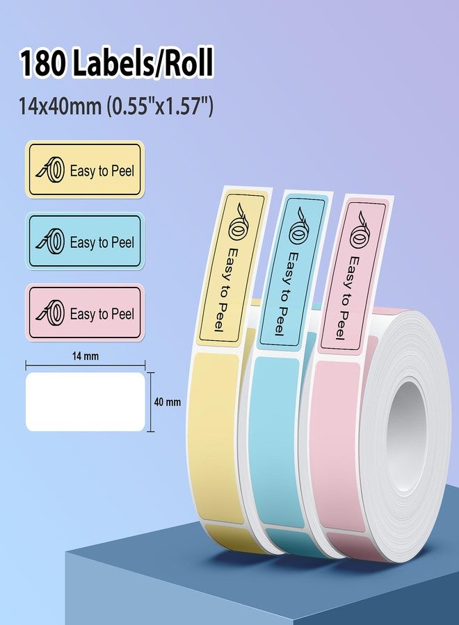 TYPONOS P21 Label Maker Tape 14x40mm(0.55"x1.57"), Adapted NELKO P21 Label Print Paper Standard Laminated 180 Labels/Roll, Label Tape Replacement for Office/Home/School, Yellow/Blue/Pink - Image 4