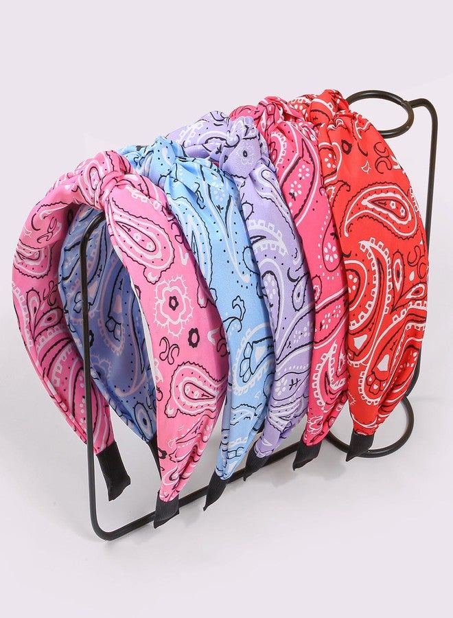 شيما ربطات شعر مطبوعة بنقشة بيزلي من زيما، ربطة شعر عريضة معقودة للنساء والفتيات متعددة الألوان، عبوة من 5 قطع - Image 2