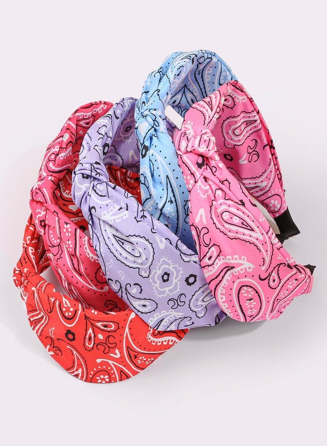 شيما ربطات شعر مطبوعة بنقشة بيزلي من زيما، ربطة شعر عريضة معقودة للنساء والفتيات متعددة الألوان، عبوة من 5 قطع - Image 5