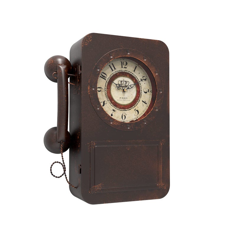 Abdurey Retro Old Telephone Wall Clock with Hidden Safe Battery Operated Quartz Metal Wall Clocks Large Rectangular Vintage Decor Clocks for Farmhouse Living Room16 H x 12 W x 4 D
