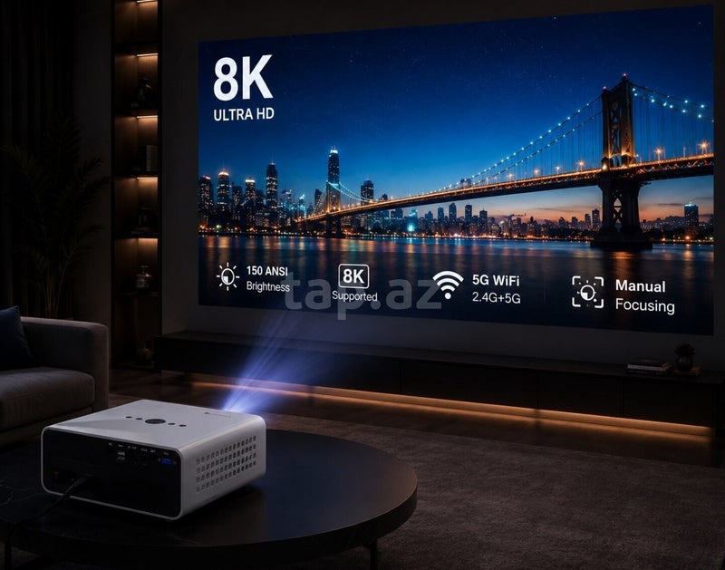 Smartberry HT22 Smart Android Projector 8K Supported Full HD 1080P WiFi Bluetooth HDMI USB Portable Home Theater Projector White - Image 2