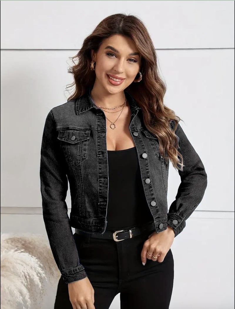 Nifty Women's Denim Trucker Jacket (DENIMJCKT_BLK_M_Black_Medium) - Image 3