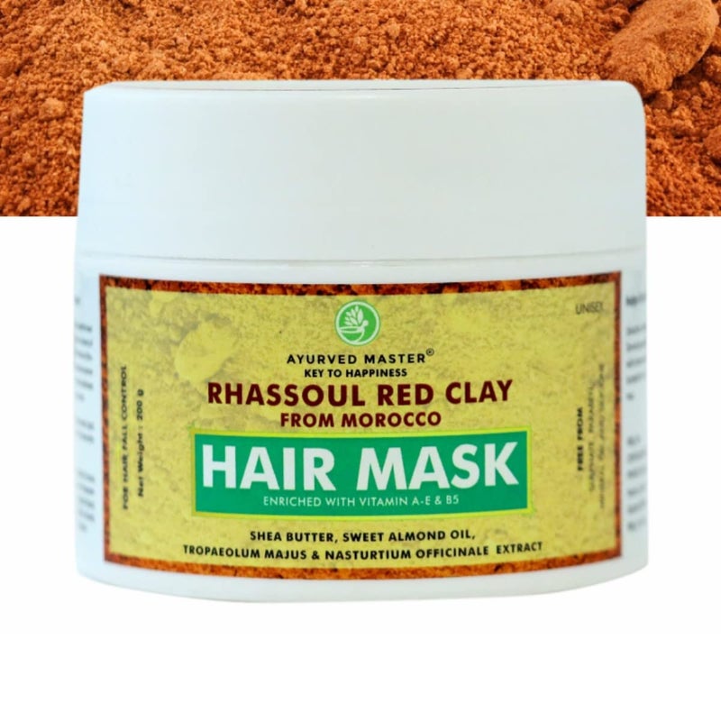 Ayurved Master Professional Styling Rhassoul Red Clay Hair Mask For Dry and Frizzy Hair Controls Hairfall Smoothens And Prevents Itchy Scalp  200GM - Image 1