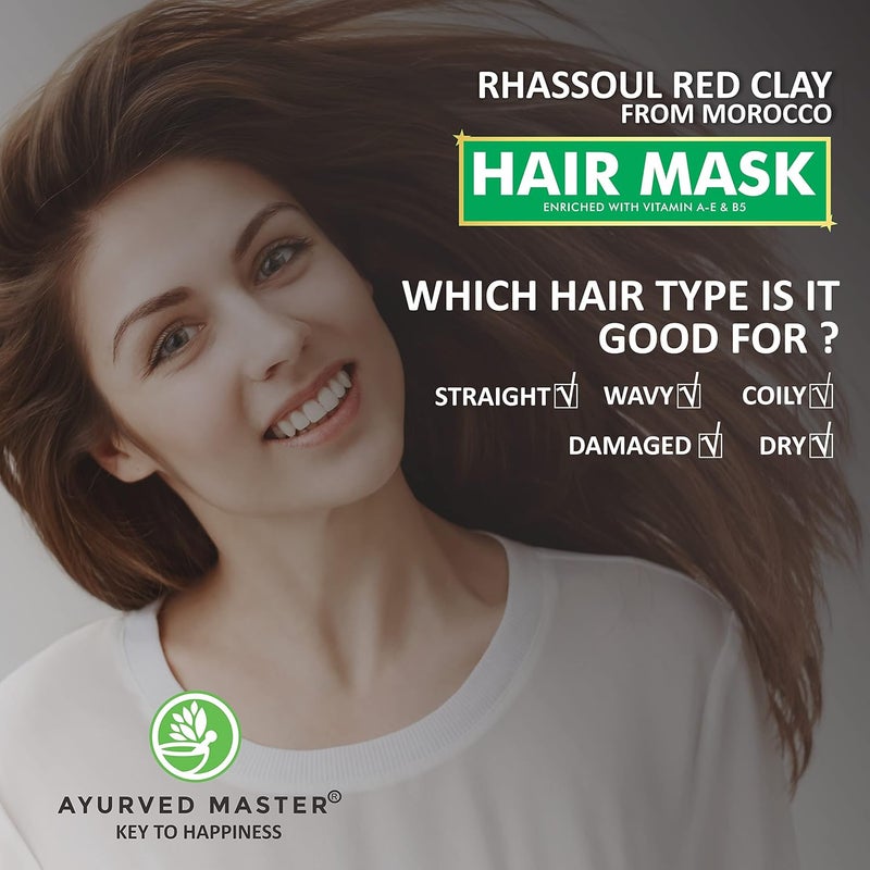 Ayurved Master Professional Styling Rhassoul Red Clay Hair Mask For Dry and Frizzy Hair Controls Hairfall Smoothens And Prevents Itchy Scalp  200GM - Image 3