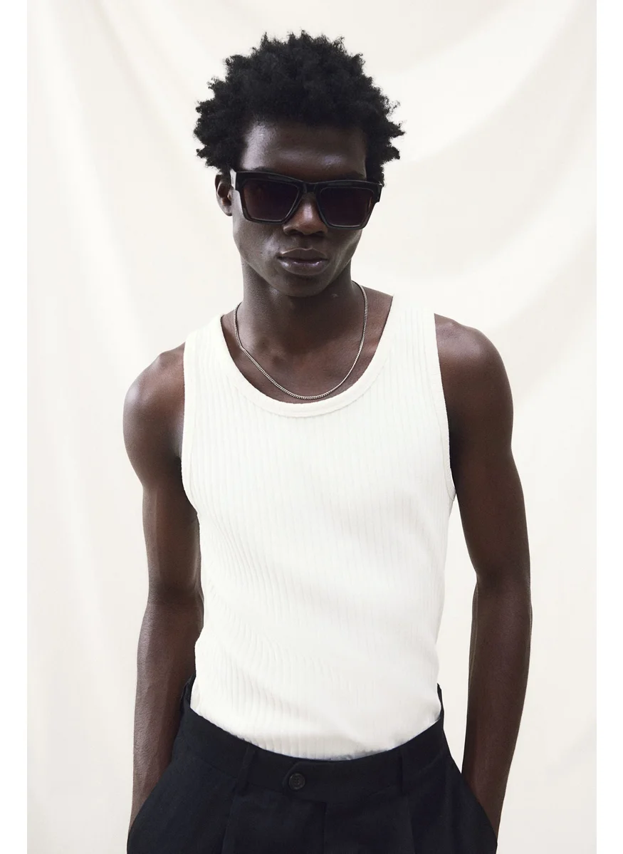 H&M Slim Fit Wide-Ribbed Vest Top