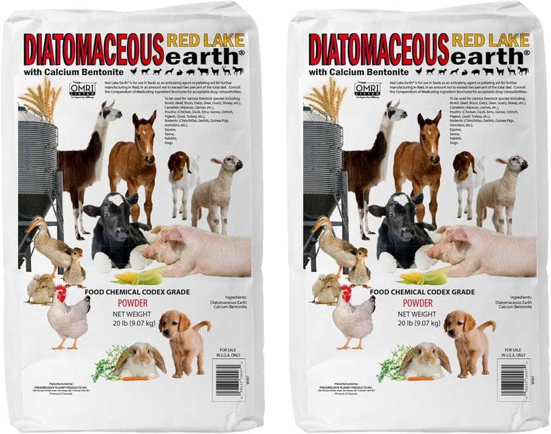 Progressive Planet Red Lake Earth Animal Feed Additive, 20lbs (Pack of 2) - Natural Diatomaceous Earth with Calcium Bentonite for Livestock - Prevents Caking, Improves Feed Flow & Maintains Fresh Feed - Image 1