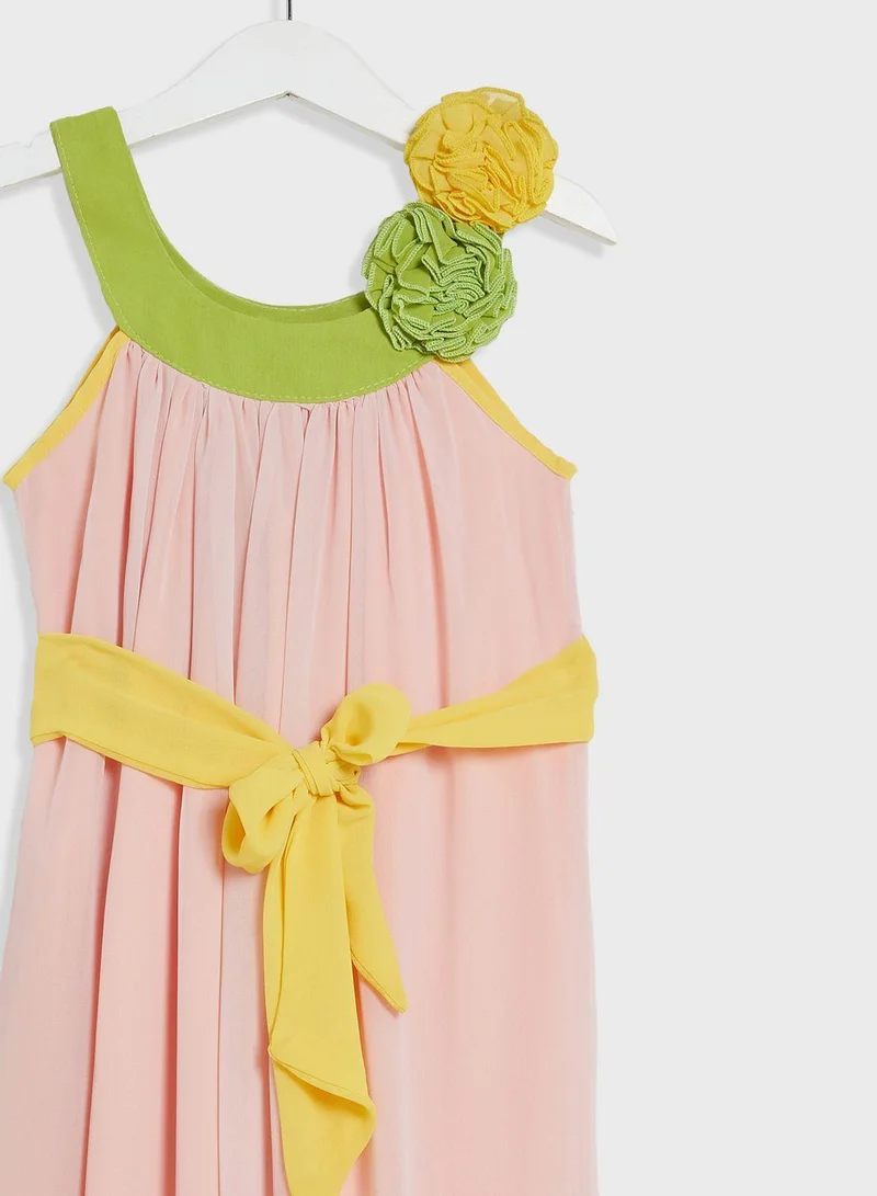 ليتل جولدن ابل Kids Little Tie Waist Belted Dress