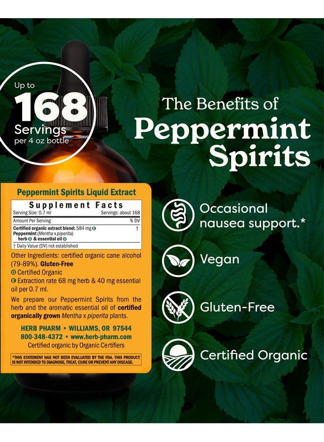 Herb Pharm Certified Organic Peppermint Spirits Liquid Extract Digestive Support Blend - 4 Ounce (DPEP04) - Image 1