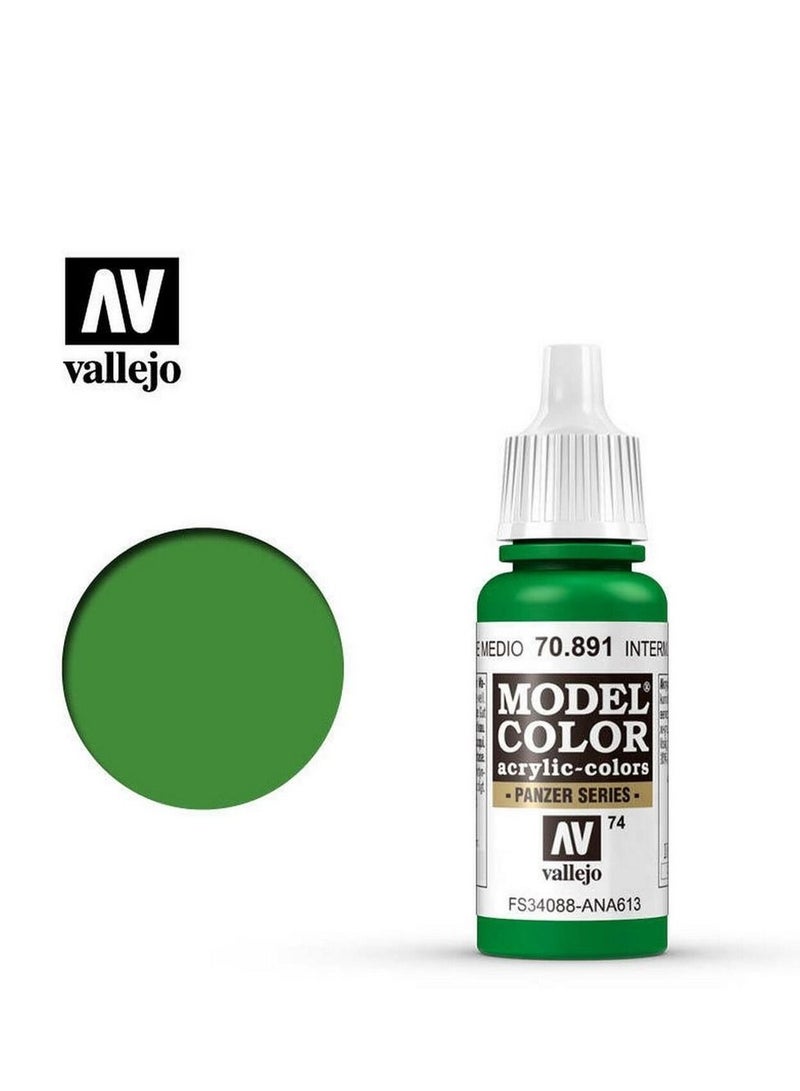 فاليجو طلاء أكريليك موديل كولور - أخضر متوسط ​​70.891، طلاء هواية عالي الصبغة قائم على الماء، 18 مل