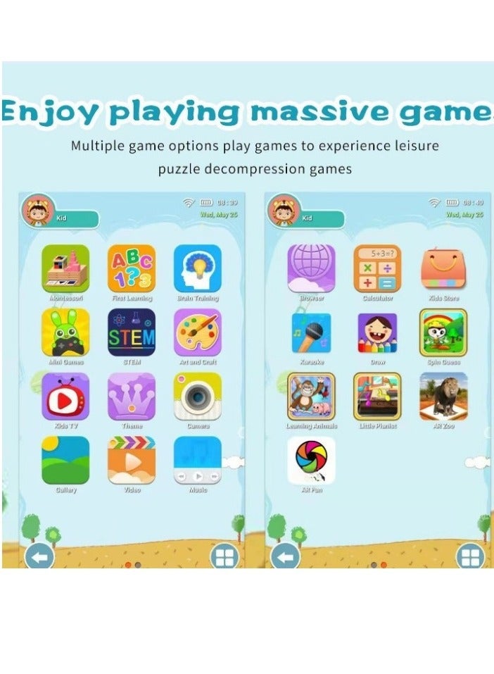 AROAQ 7 Inch Kids Tablet PC, 6GB RAM 128GB ROM Children Learning Tablet, Shockproof Durable Kids Gaming Pad, Easy To Carry Portable Kids Touch Pad For Boys And Girls, (1pc, Blue) - Image 4