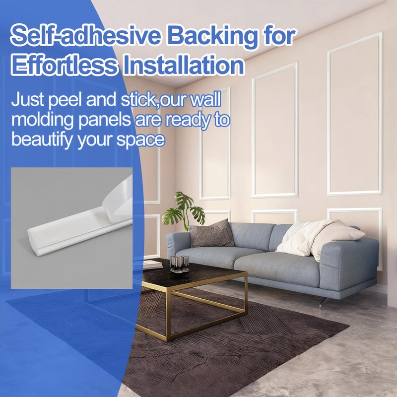 RELIANCER Peel and Stick Wall Molding Kit,30PCS Pre-Cut Door Molding Panels,3D Moulding Wainscoting Panel,Self Adhesive Walls Moulding Trim,Wall Modular Frames for Interior Walls Decor Home Bedroom - Image 5