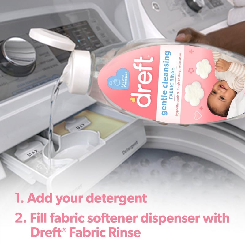 Dreft Baby Gentle Cleansing Fabric Rinse, 48 fl oz, Hypoallergenic, Dermatologist Tested on Sensitive Skin, Odor Remover - Image 3
