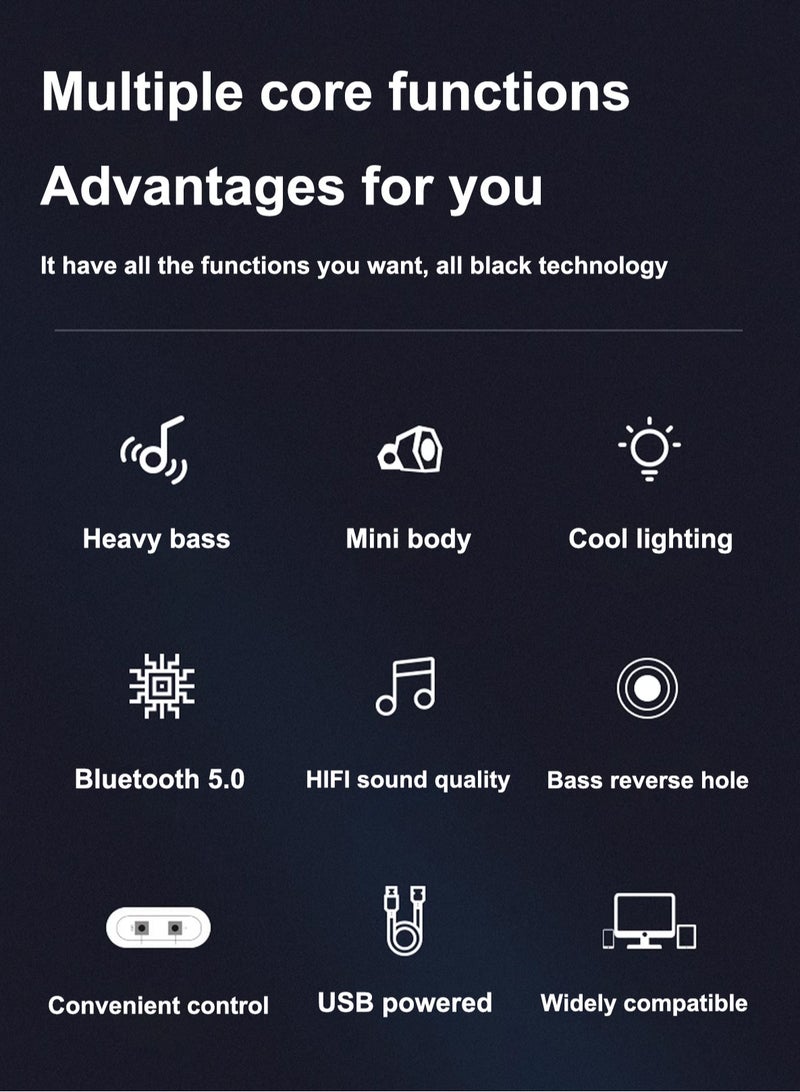 PC speaker, USB computer speaker, USB wired subwoofer speaker, computer PC speaker, laptop desktop small audio speaker, USB powered computer stereo speaker for PC, desktop computer, computer, laptop, with surround sound and subwoofer - Image 3