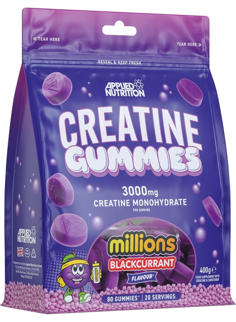 Applied Nutrition Creatine Gummies Millions Blackcurant 80 Gummies, 3000mg Creatine Monohydrate Per Serving - Image 1