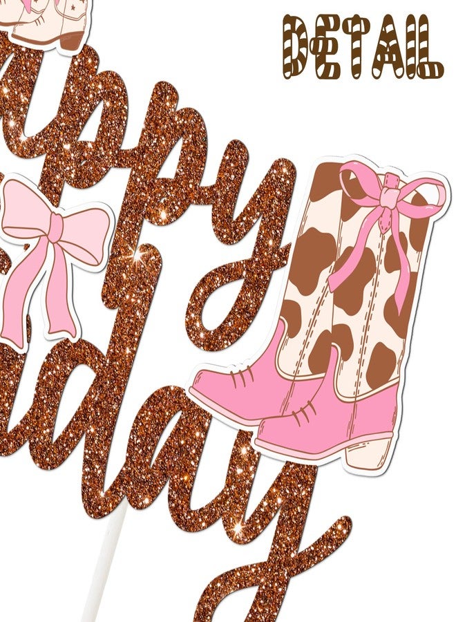 اوموني زينة كعكة عيد ميلاد رعاة البقر من Coquette، أحذية وأقواس، زينة كعكة، بني لامع، زينة حفلة عيد ميلاد رعاة البقر الغربية، أحذية وأقواس، مستلزمات حفل استقبال الطفل في الغرب المتوحش - Image 4