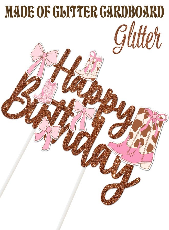 اوموني زينة كعكة عيد ميلاد رعاة البقر من Coquette، أحذية وأقواس، زينة كعكة، بني لامع، زينة حفلة عيد ميلاد رعاة البقر الغربية، أحذية وأقواس، مستلزمات حفل استقبال الطفل في الغرب المتوحش - Image 5