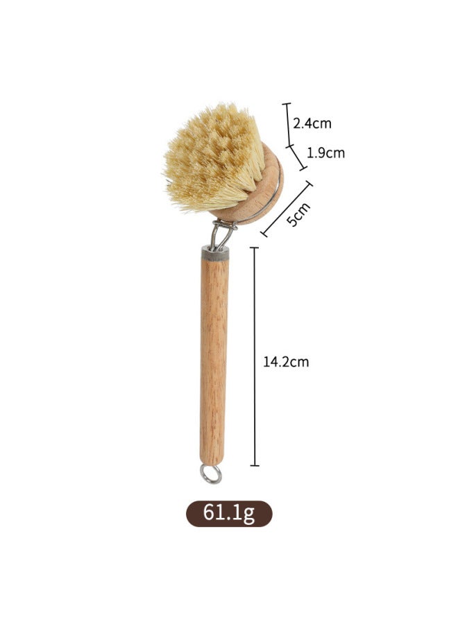 Solid Wood Pot Scrubber Replaceable Hanging Long Handle Pot Brush Horsehair Coconut Coir Sisal Cleaning Brush Manufacturer