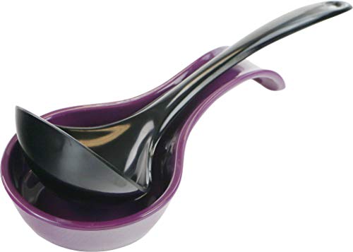Reston Lloyd Kitchen Counter Utensil Spoon Rest, Ladles, Spaghetti Forks, & Spatulas, Durable BPA-Free Plastic – Dishwasher Safe, Décor, Space Saving Hanging Hole on Handle, Plum - Image 3