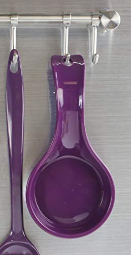 Reston Lloyd Kitchen Counter Utensil Spoon Rest, Ladles, Spaghetti Forks, & Spatulas, Durable BPA-Free Plastic – Dishwasher Safe, Décor, Space Saving Hanging Hole on Handle, Plum - Image 2