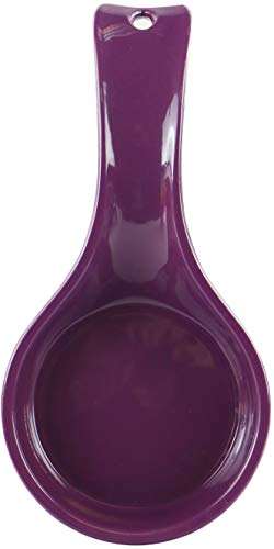 Reston Lloyd Kitchen Counter Utensil Spoon Rest, Ladles, Spaghetti Forks, & Spatulas, Durable BPA-Free Plastic – Dishwasher Safe, Décor, Space Saving Hanging Hole on Handle, Plum - Image 1