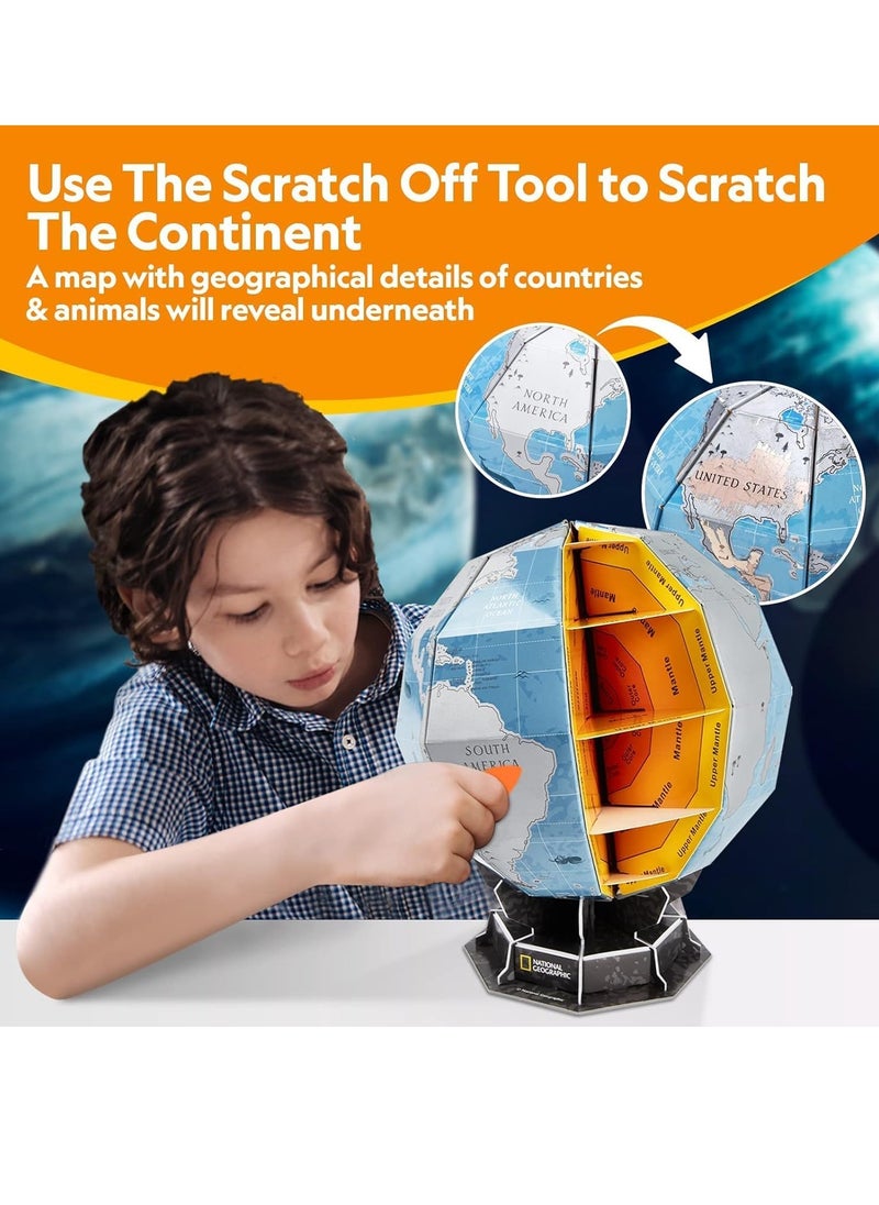 SYOSI National Geographic Scratchable Globe for Kids Learning STEM Toys Earth Globe National Geographic 3D Puzzles for Kids Science Kit Arts and Crafts for Kids Ages 8-12 Toys for Ages 8-13 Boys Girls  - Image 5