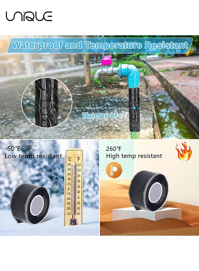Unique 2 Pcs Black Self Fusing Silicone Tape - 1" X 10 Ft Silicone Rubber Rescue Tape - Thickness 0.5mm for Pipe Hose Repair Plumbers Stop Leaking Waterproof Silicone Grip Thick Tape - Image 4