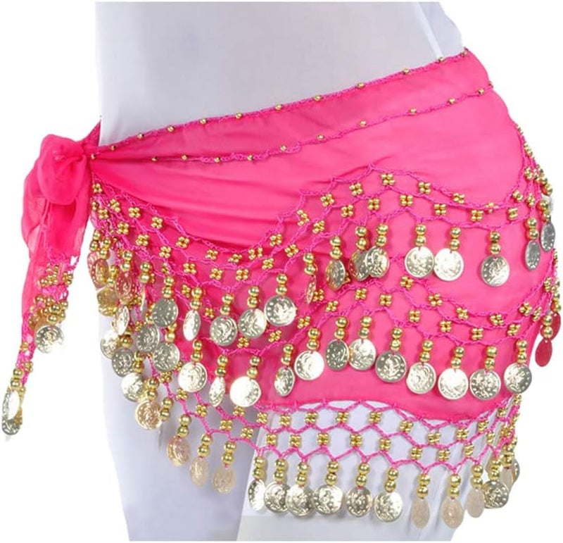 Lauthen.S 128 Coins Belly Dance Hip Scarf Tribal Belt Halloween Genie Costume Accessory - Image 2