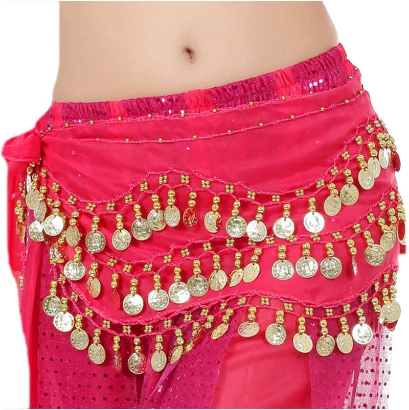Lauthen.S 128 Coins Belly Dance Hip Scarf Tribal Belt Halloween Genie Costume Accessory - Image 1