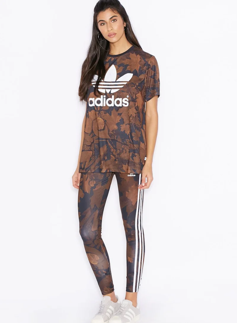 adidas Originals Leaf Print Boyfriend T-Shirt