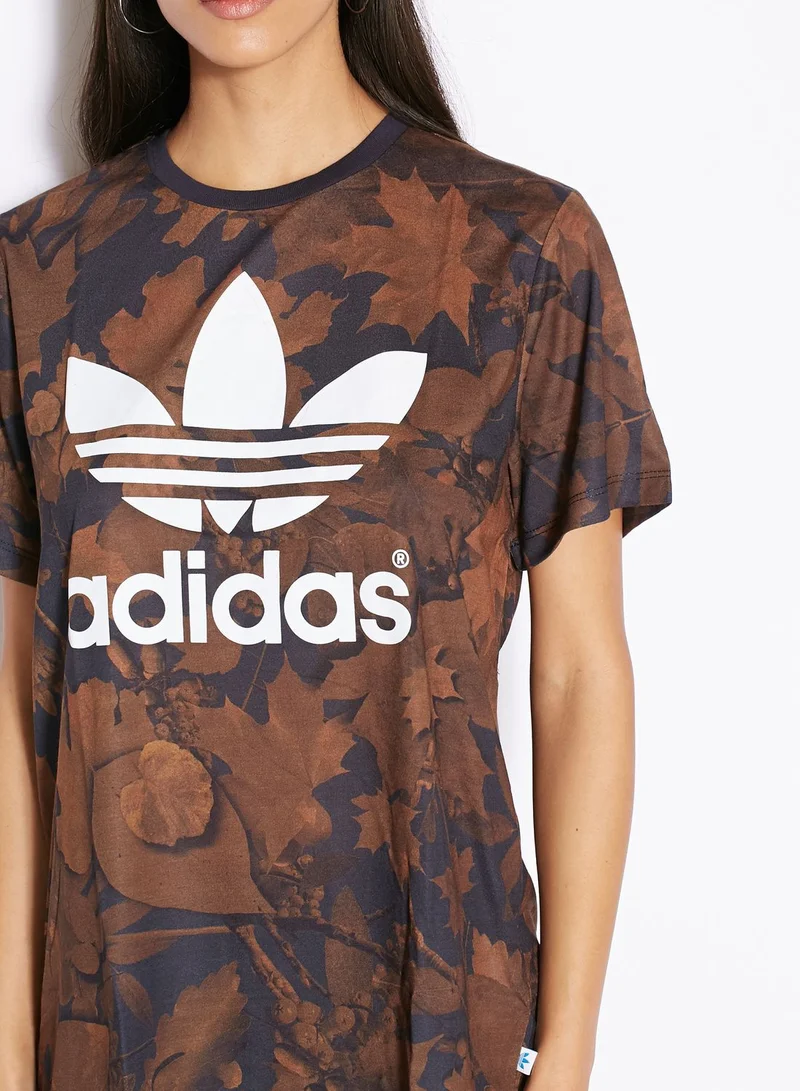 adidas Originals Leaf Print Boyfriend T-Shirt