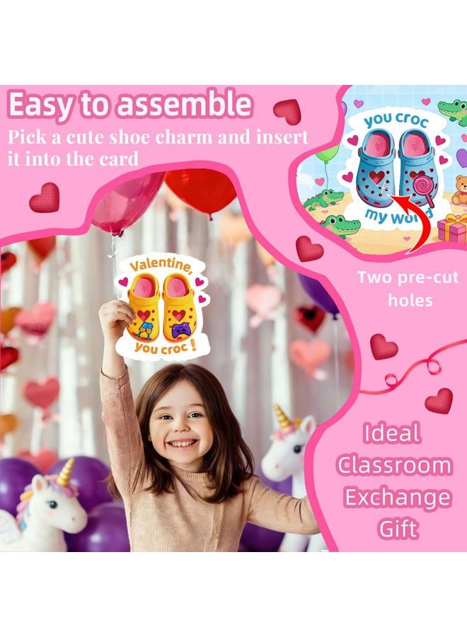 JX Valentine Cards for Kids Classroom, 48 Valentines Cards with 96 Shoe Charms,Kids Valentine Gifts for Boys Girls Toddler Classroom Exchange - Image 5