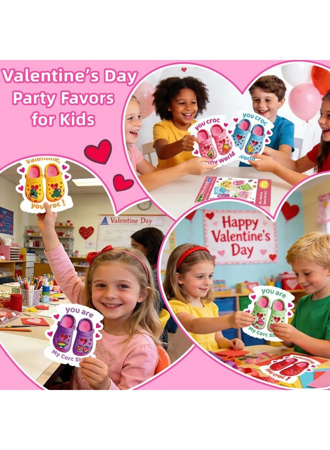 JX Valentine Cards for Kids Classroom, 48 Valentines Cards with 96 Shoe Charms,Kids Valentine Gifts for Boys Girls Toddler Classroom Exchange - Image 4