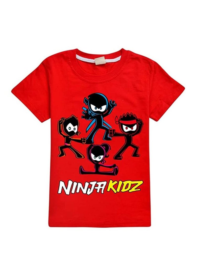 Generic - Ninja Kids Unisex Summer Kids Cartoon Short and Sleeve with Red T-Shirt - Image 1