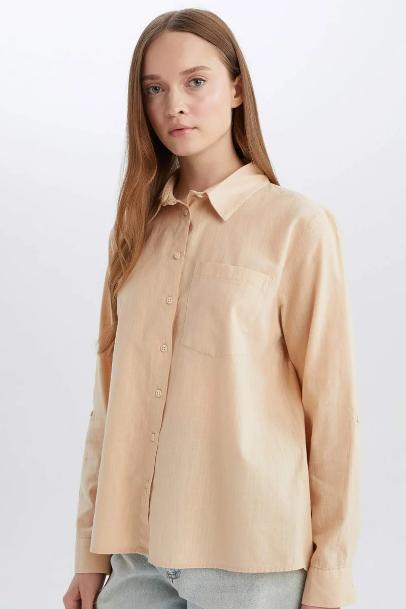 ديفاكتو Regular Fit Basic Pocketed Long Sleeve Shirt