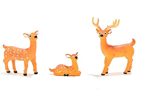Krisah Resin Miniature Doll HouseAccessories/Garden Decoration Deer Family Miniature Items (Deer Family Pack of 3 pcs), Multicolour, Plant - Image 1